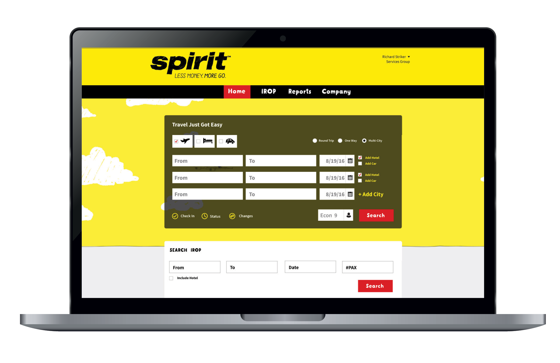 Spirit airlines final homepage design Final