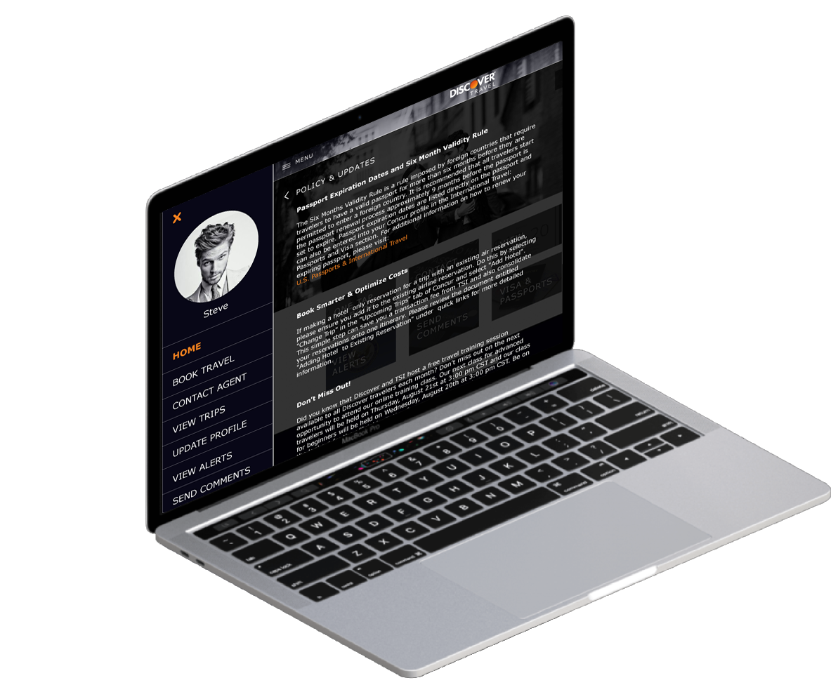 discover credit card travel laptop example