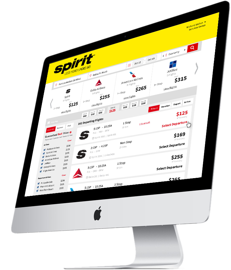 Spirit desktop IROP booking